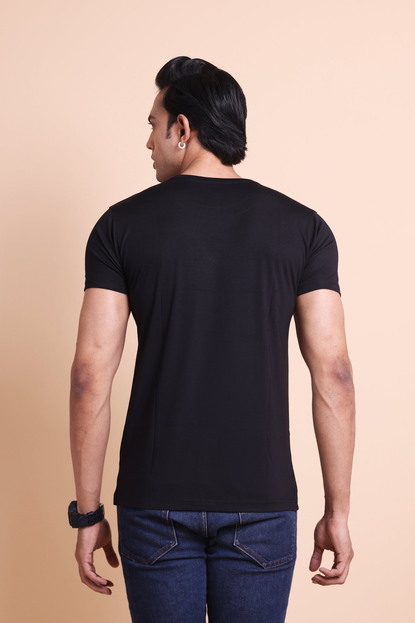 Men's Black Solid Slim Fit T-shirts - Limited Edition
