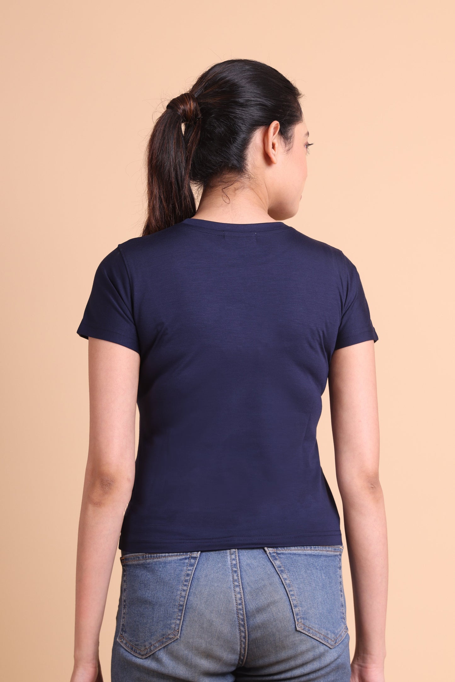 Garage Women's Navy Blue Slim Fit T-Shirt - Top Pick