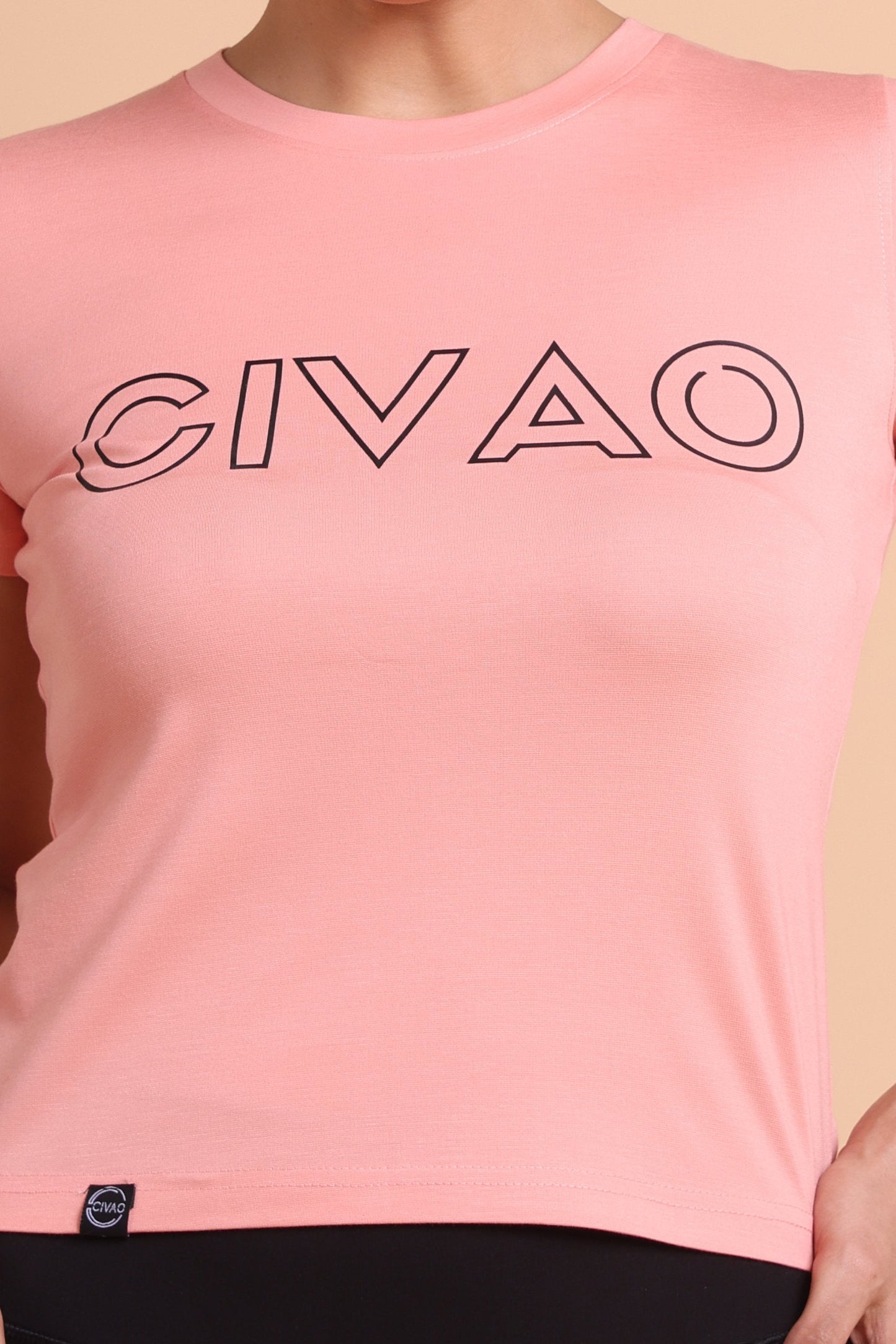 The Civao Women's Peach Slim Fit T-Shirt - Iconic Design