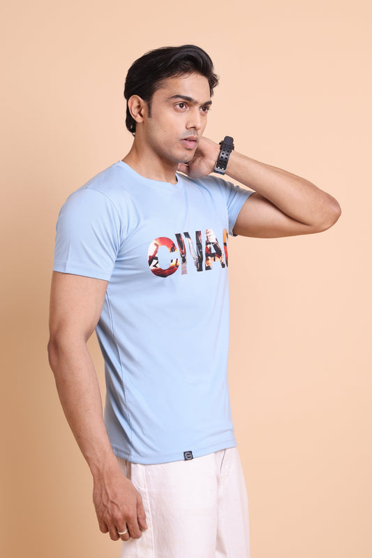 We Believe- Men's Sky Blue Slim Fit T-Shirt - Best Seller