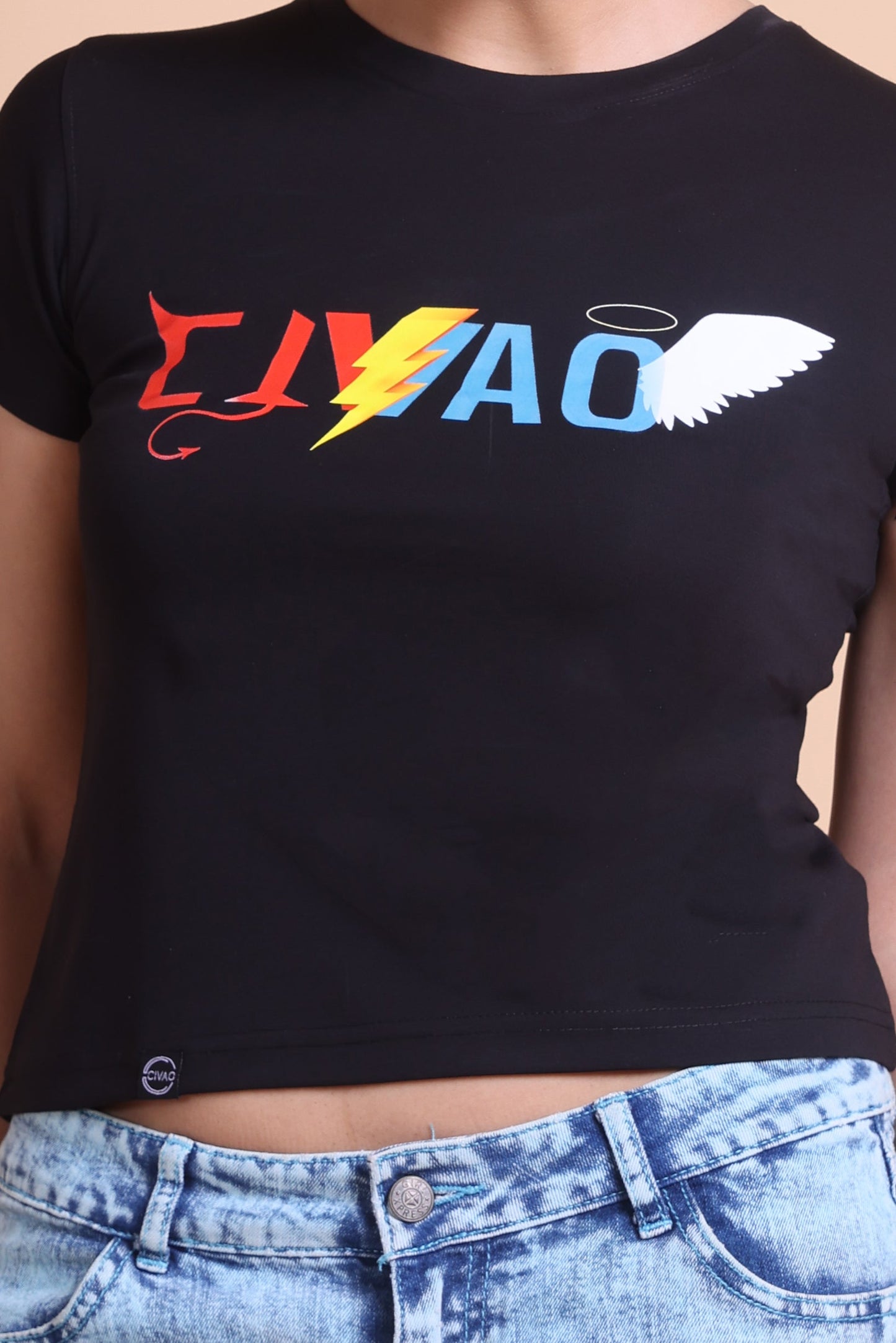 The Civao Women's Black Slim Fit T-Shirt - Stylish Choice