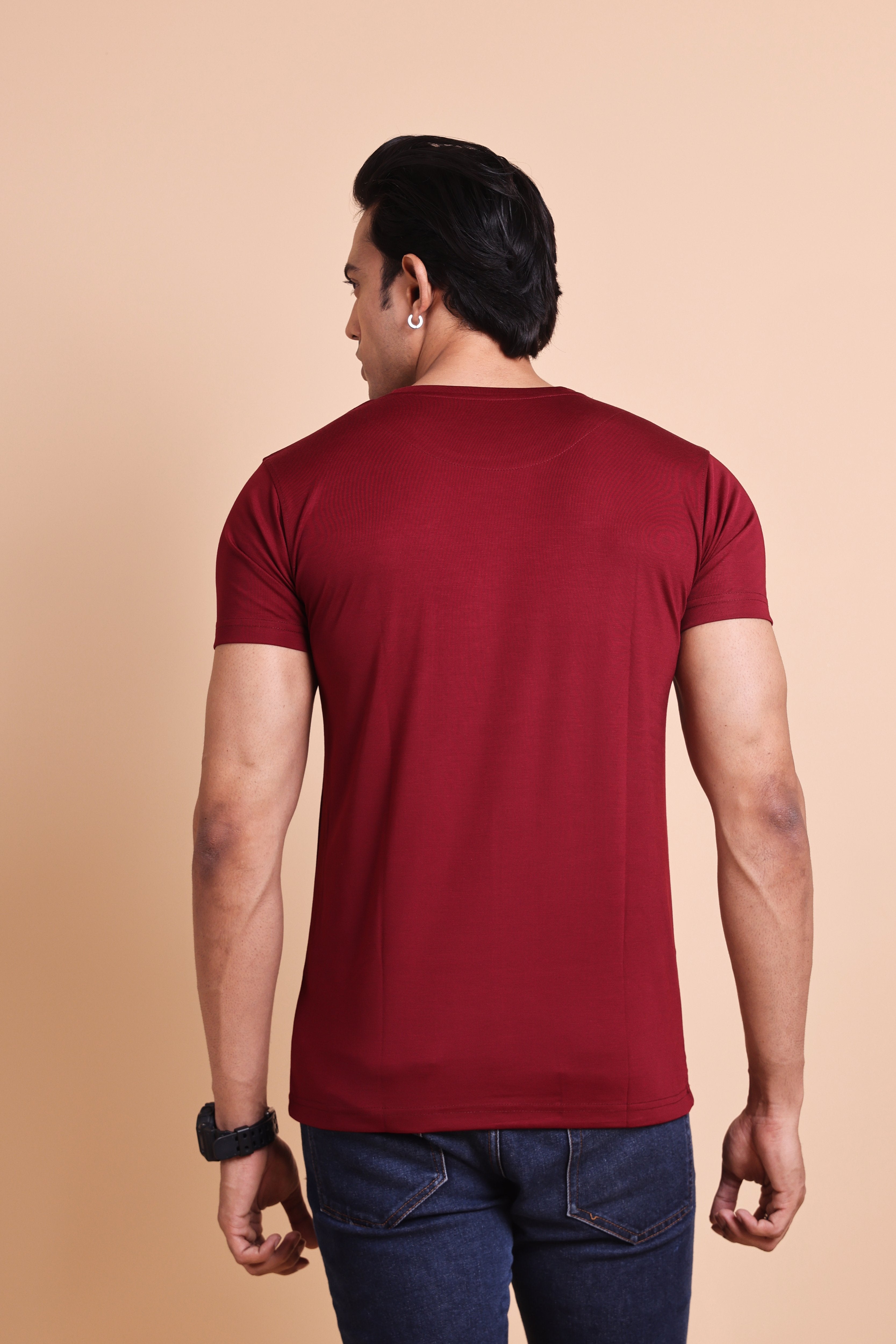 Civao Maroon Slim Fit T-shirts