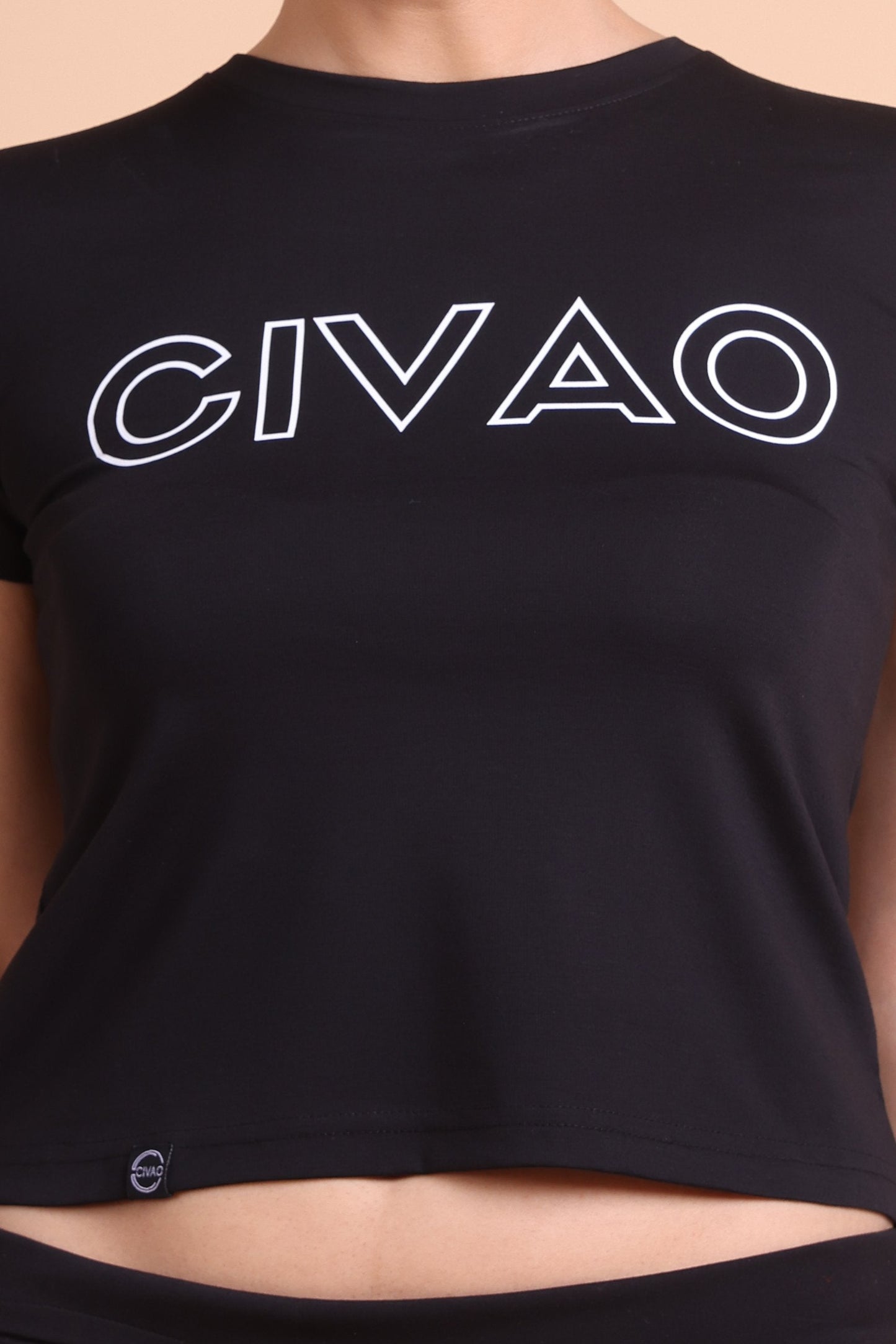 The Civao Women's  Slim Fit Black T-Shirt