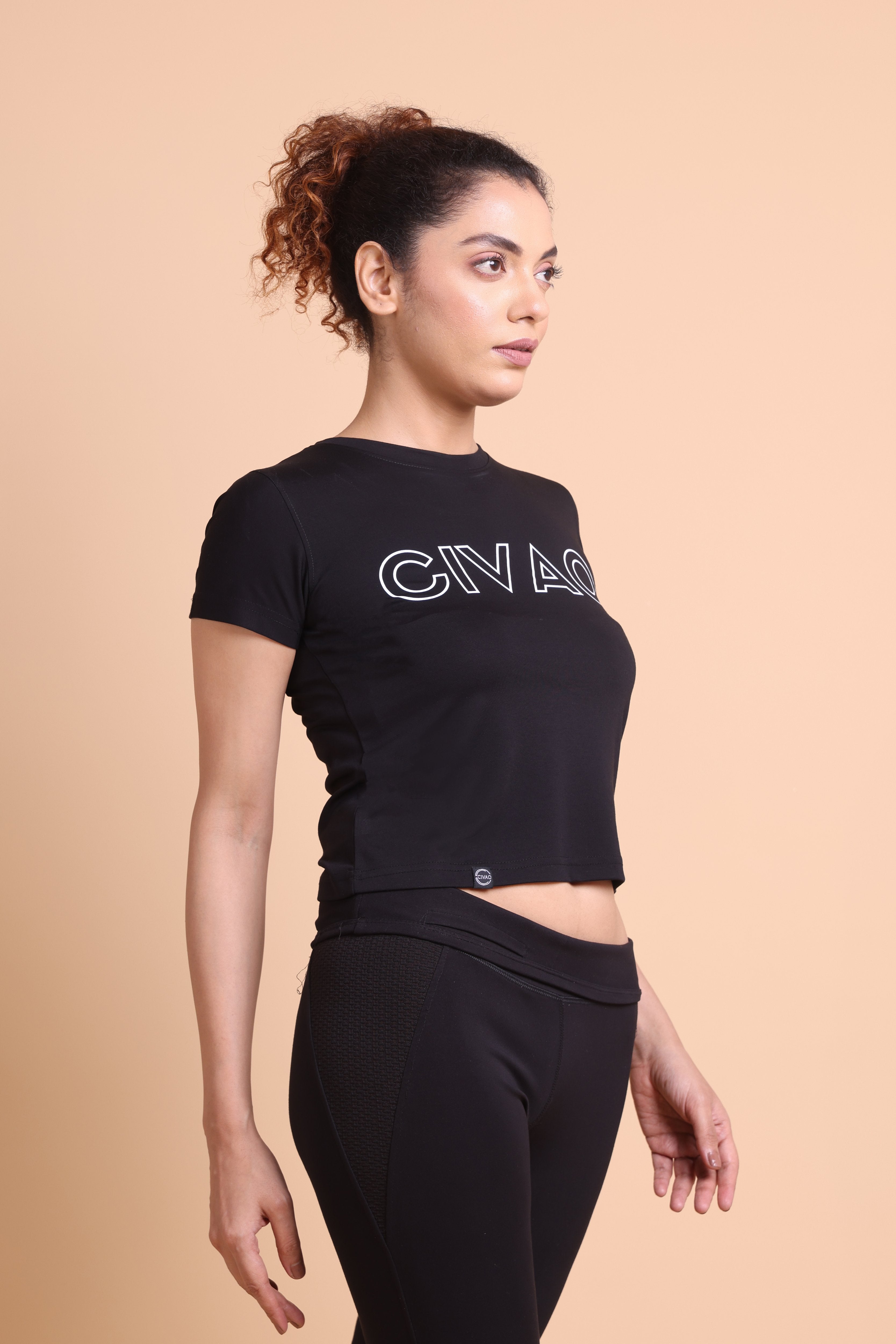 The Civao Women's  Slim Fit Black T-Shirt