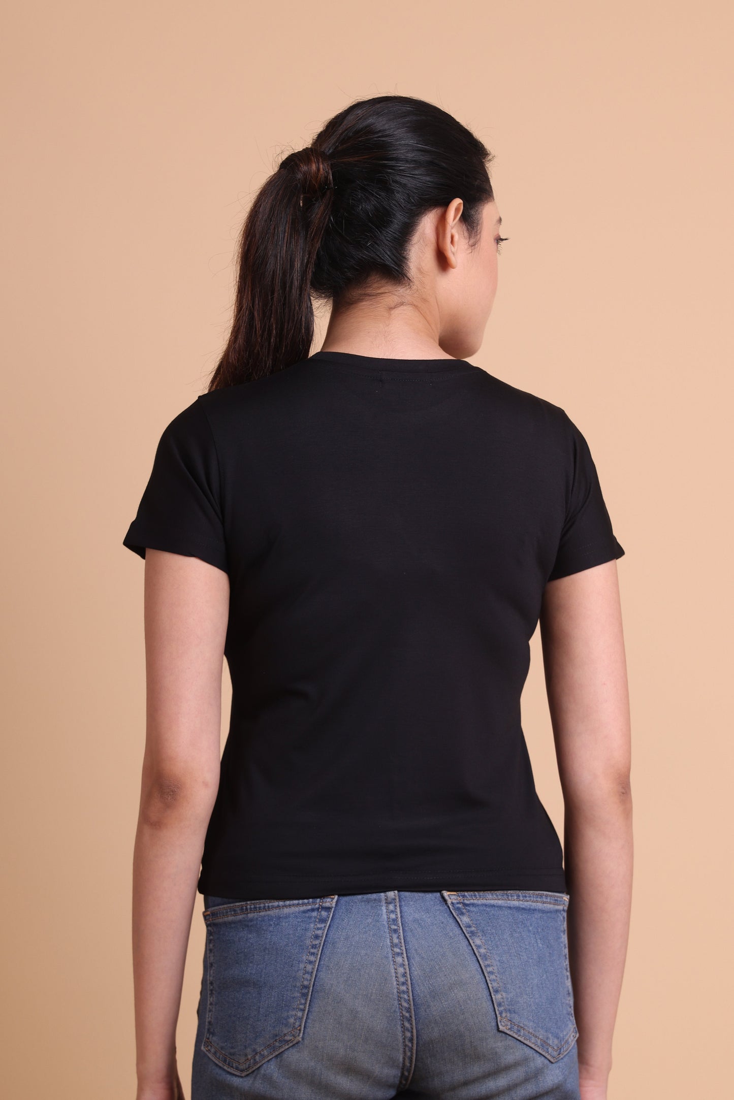 The Garage Black Women's Slim Fit T-Shirt