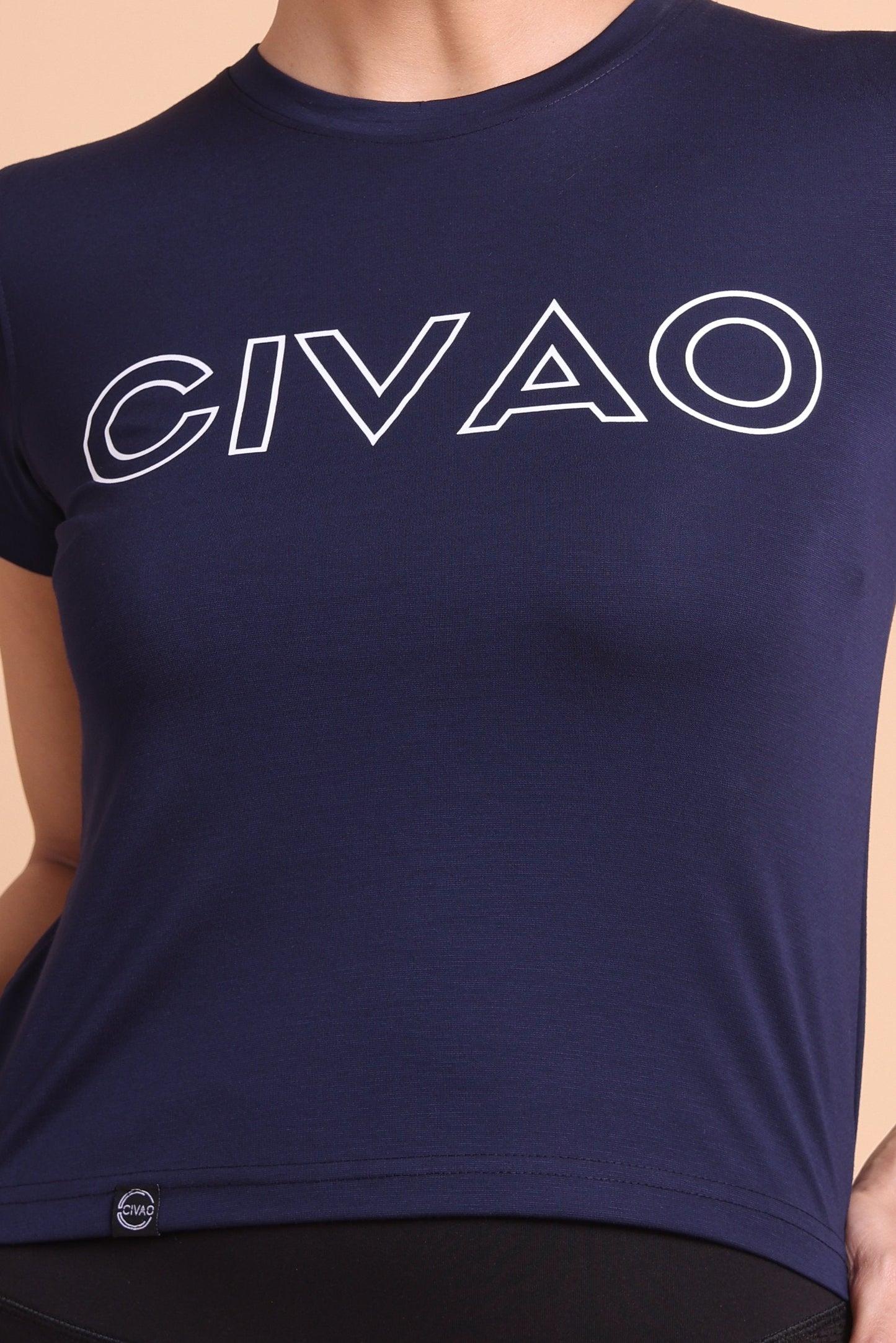 Civao Women's Navy Blue Slim Fit T-Shirt