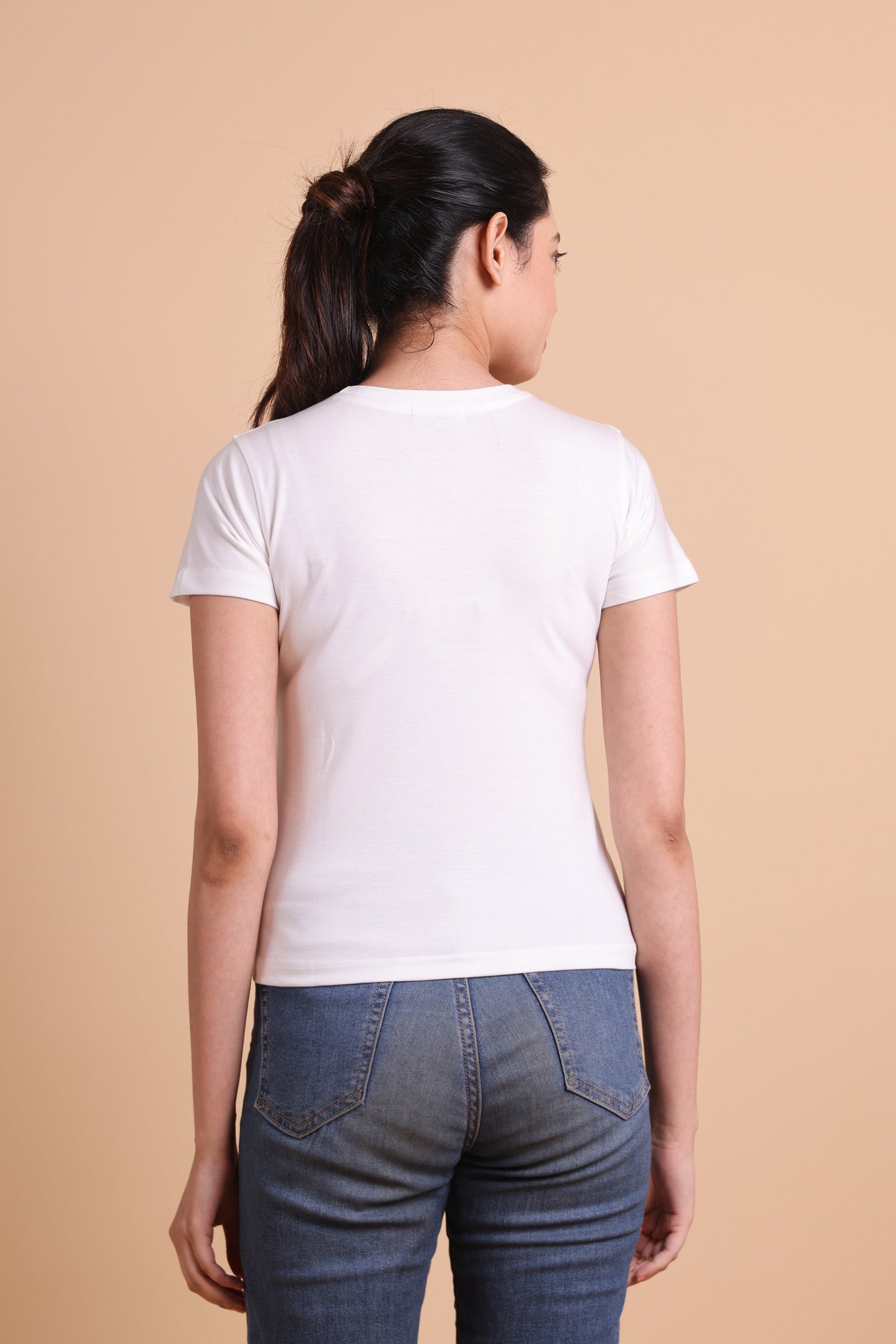 Garage Women's White Slim Fit T-Shirt