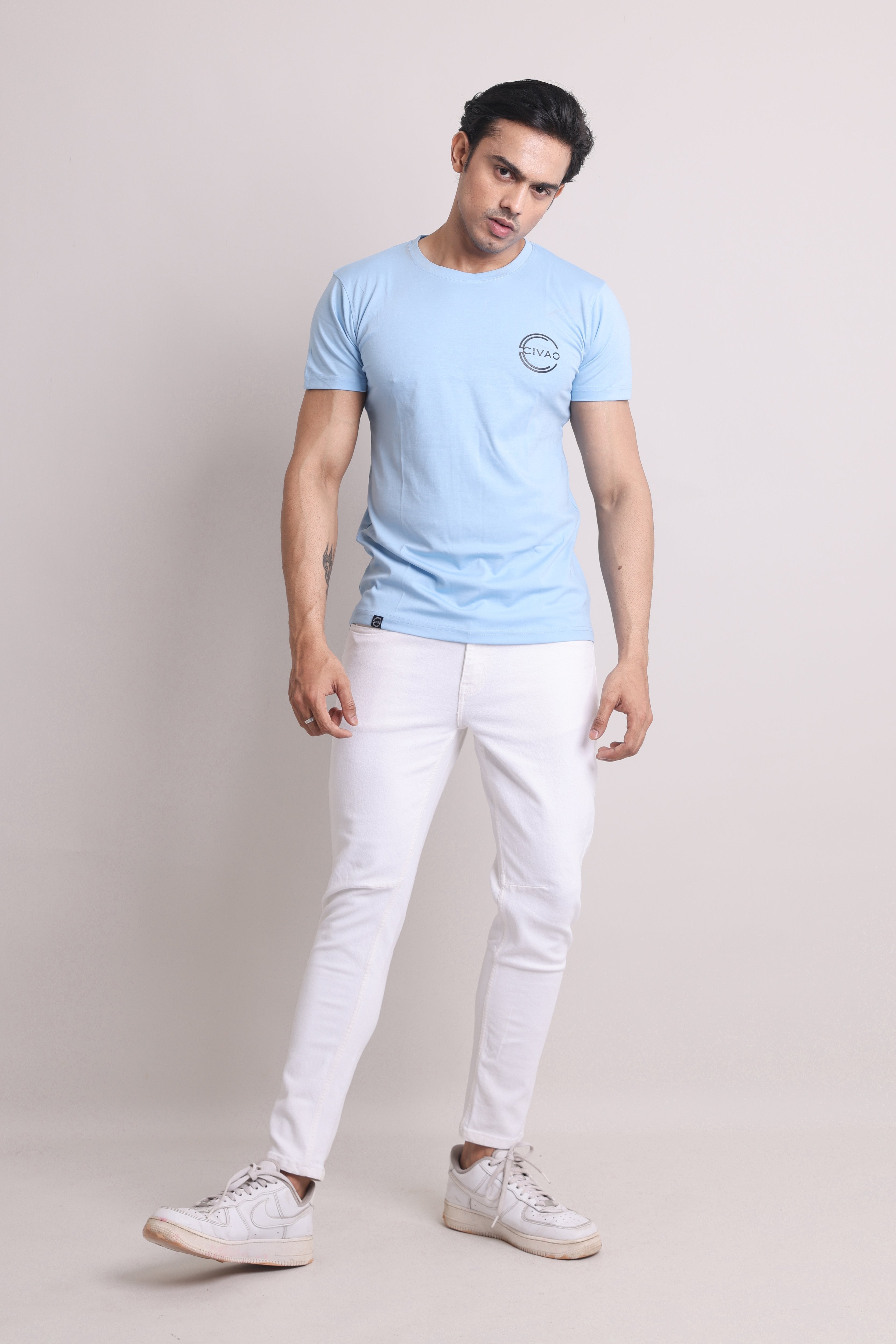 The Civao Sky Blue Slim Fit T-Shirt