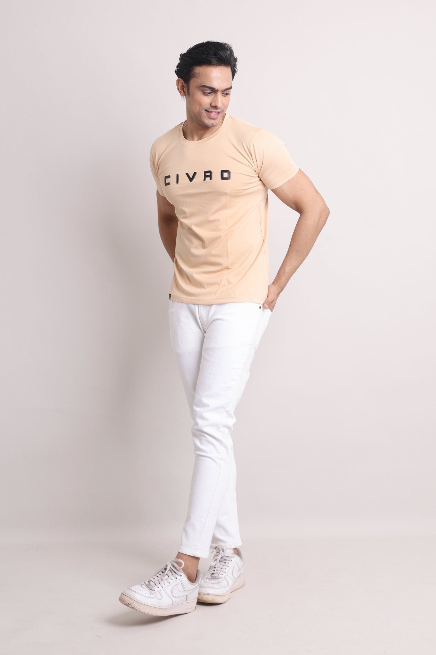 The Civao  Slim Fit T-Shirt Peach Color