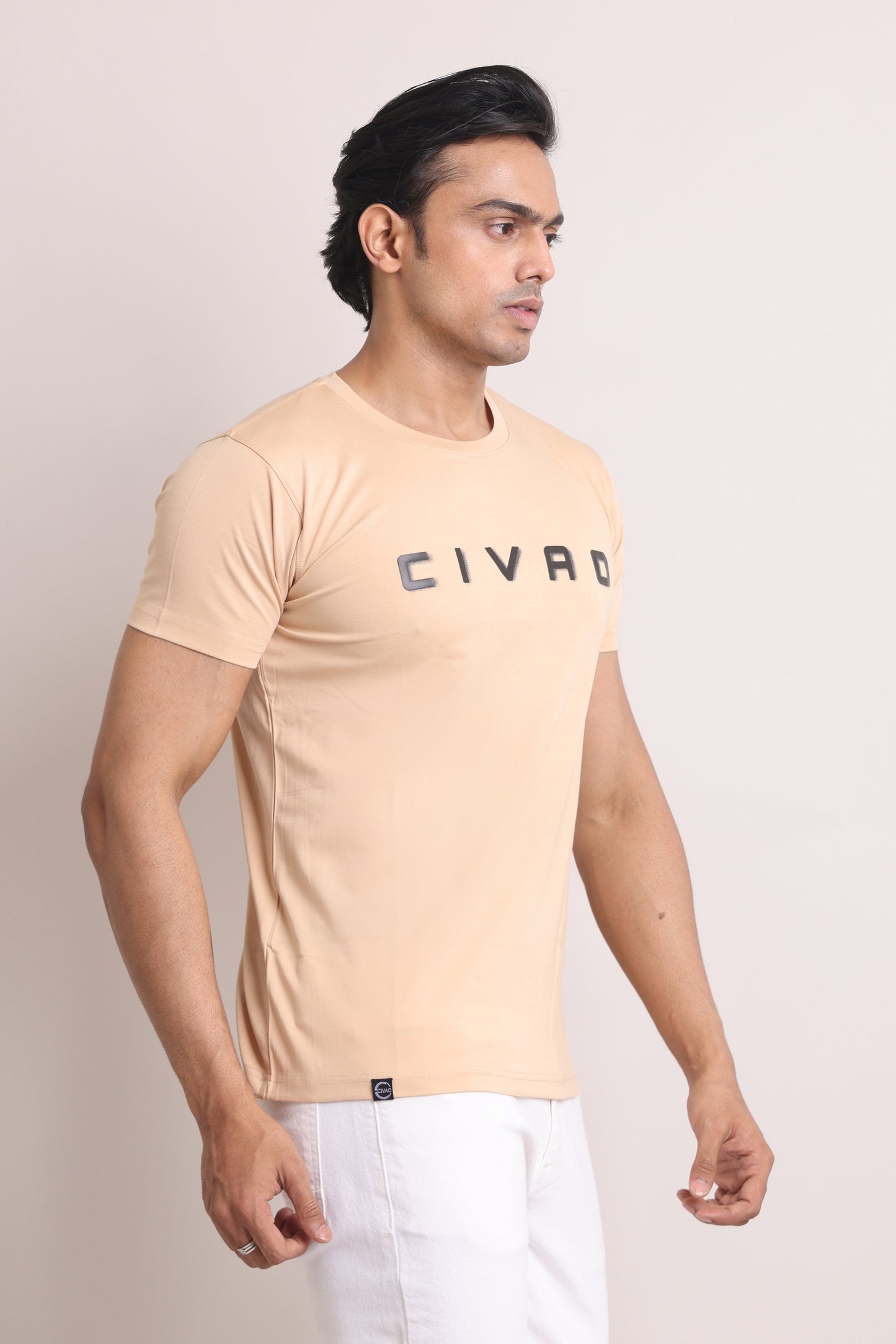 The Civao  Slim Fit T-Shirt Peach Color