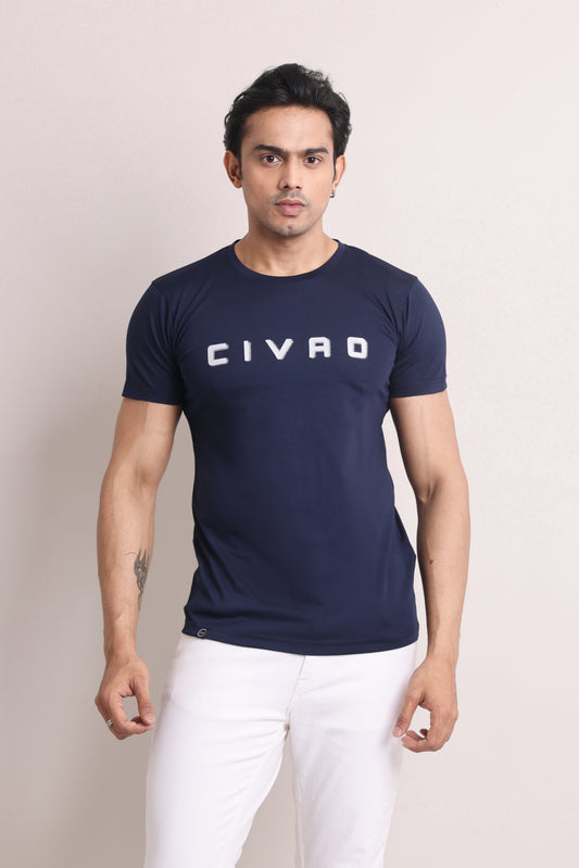 The Civao  Slim Fit Navy Blue T-Shirt