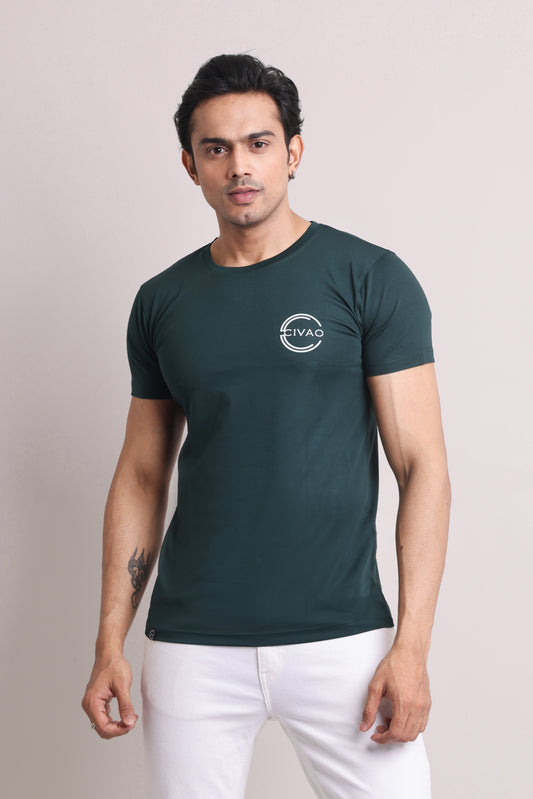 The Civao Dark Green Slim Fit T-Shirt