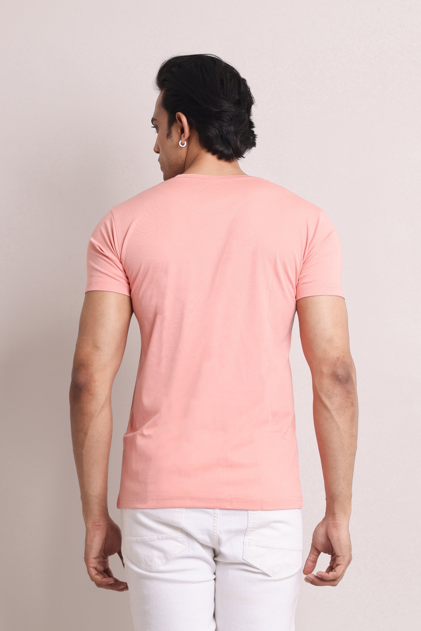 Garage Men Peach Slim Fit T-shirts