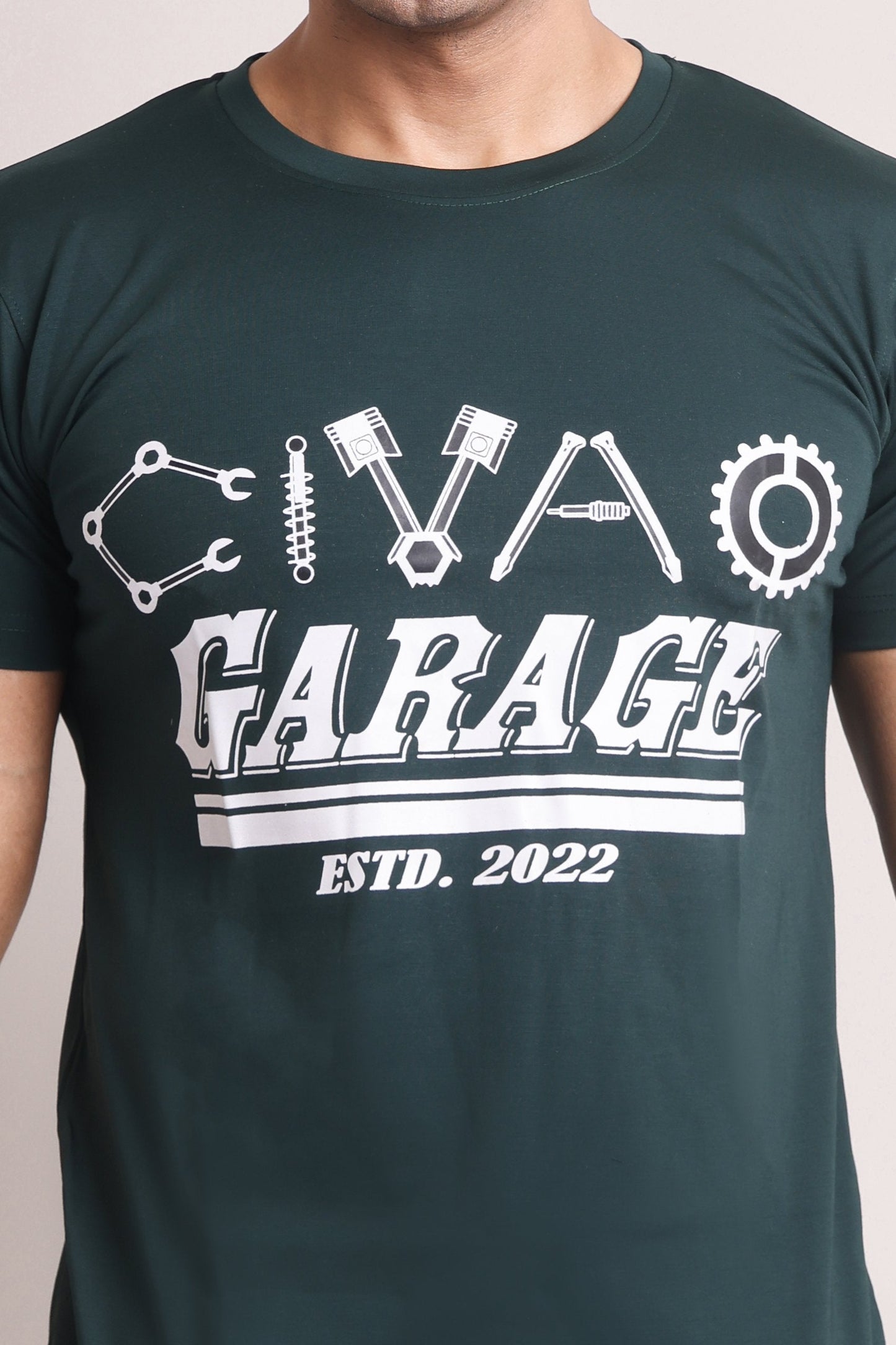 Garage Men Dark Green Slim Fit T-shirts