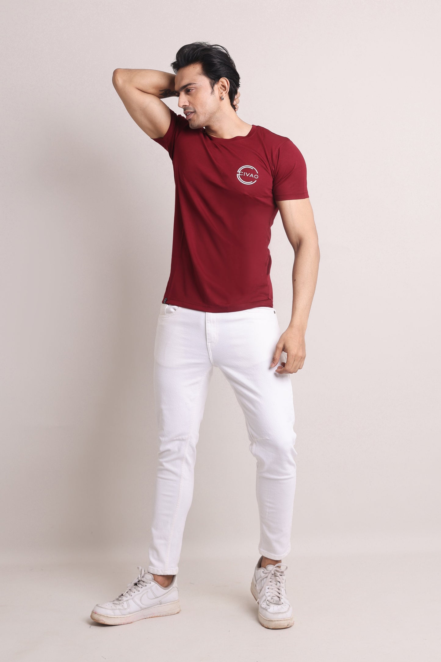 The Civao Maroon Slim Fit T-Shirt