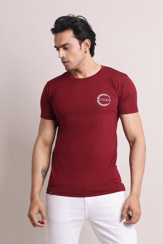 The Civao Maroon Slim Fit T-Shirt